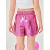 Haloumoning Girls Metallic Shorts Sparkly Dance Outfits Elastic Drawstring Shiny