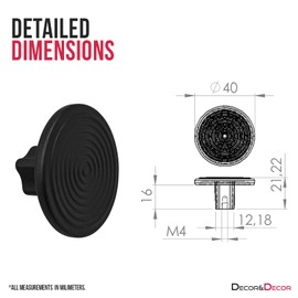 Decoranddecor Mira Spiral Round Cupboard Knob Handle - 40mm Diameter Zinc Alloy (Matt Black, 1 Pack)