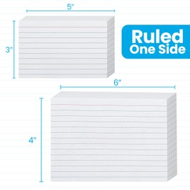 Oxford Ruled Index Cards 4"x6" (5 Packs of 100) & 3"x5" Cards (1 Pack of 300) - White, Lined on One Side, Blank on the Other - Ideal for Study Flashcards, Note Cards, Recipes, To-Do Lists & More