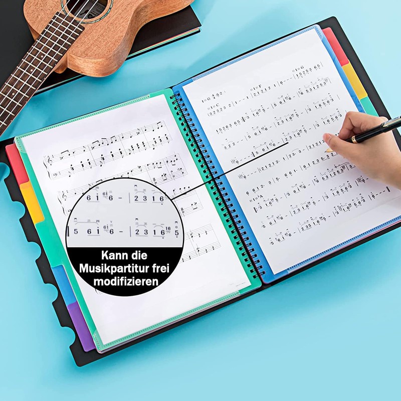Music Folder for Sheet Music A4, Choir Folder, Black, 40