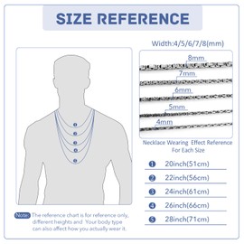 GoPaw Byzantine Chain Silver Men's Stainless Steel 4/5/6/7/8 mm Byzantine Chain Necklace Stainless Steel Necklace for Men, Length 51/55/61/66/71 cm, Stainless Steel