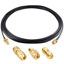 Goupchn - Cable coaxial SMA macho a hembra RG174 de 5 m con 3 adaptadores coaxiales SMA