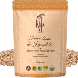 Khla - Kampot Pepper White Organic 200g - White Peppercorns Whole Organic - Grand Cru, Strong & Strong - Ingredient Kitchen - Direct from Producer - White Grains Whole for Mill - From Cambodia