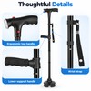 Folding Walking Cane for Seniors with LED Light, Alarm &