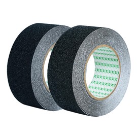 SANLI TAPE Antirutsch Klebeband, Anti-Rutsch Grip Tape mit Selbstkleber für Treppen, Schritte Innen und Außen, 2 Rollen von 50mmx10m, Schwarz