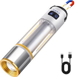 Ciwuzxs Rechargeable Flashlight 10000 Lumens, LED Tactical Flashlight with Zoomable Beam Magnetic Base, 6 Modes, COB Light for Camping, Hiking Emergencies Home Outdoor Use