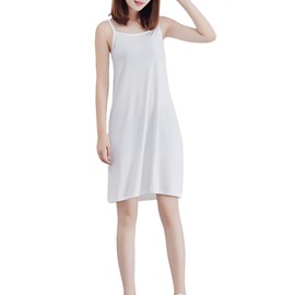 Azurte Women's Camisole Dress, 3 Colors, M-XL, Mini Length, Knee-Length, Maxi Length, B1. White (Mini Length)
