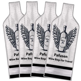 Pafusen 4 Pack Wine Bottle Travel Protector Bags - Reusable, Insulated, Leak Proof Wine Sleeves for Airplane, Car, Cruise & Luggage