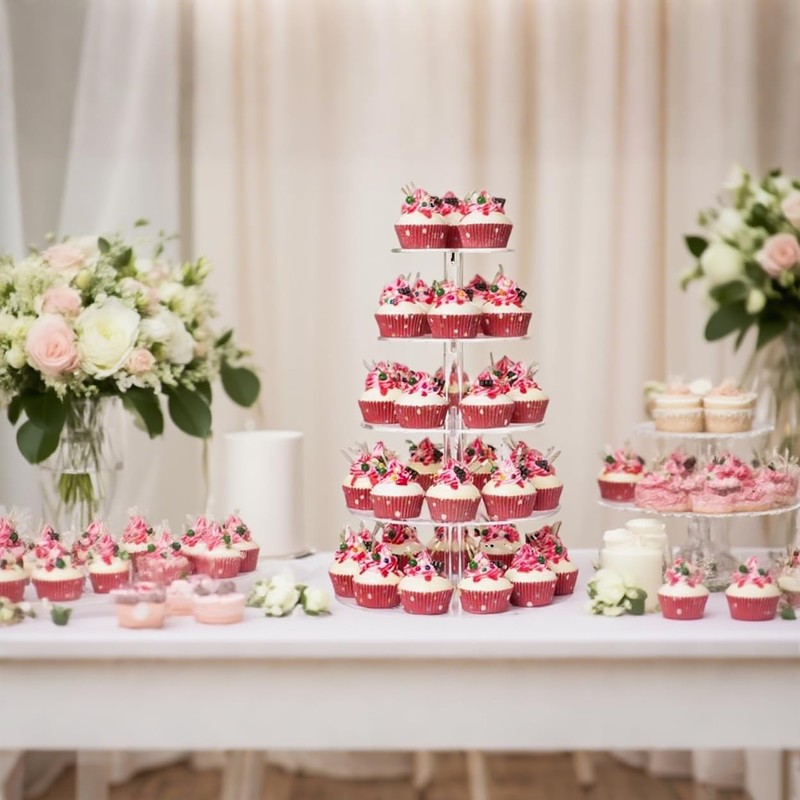 5段 ケーキスタンド BetterJonny 透明お菓子皿 アクリル樹脂 デザートスタンド お菓子 果物 ケーキ アフタヌーンティー