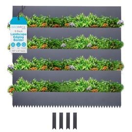 BIRDROCK HOME Landscape Edging Border - No Dig Landscape Edging for Garden Lawn, Durable Metal, for Flowerbeds or Walkways, Home Landscaping Border Strips - 5 Pack, 40 x 6 Inch Steel