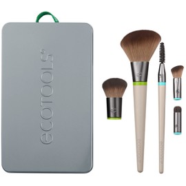 EcoTools Daily Essentials Face Kit Interchangeables Makeup Brush Set with 5 Brushes, 2 Handles, and Storage Tin