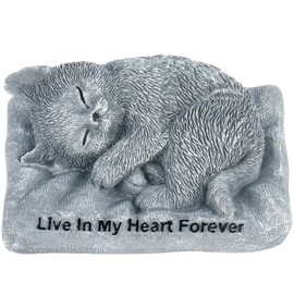 Dmnnlp Sleeping Cat Memorial Stones Statue Small 4.3x3.3x1.8in, Peaceful Sleeping Cat Statue for Garden, Pet Grave Markers, Loss of Pet Sympathy Gift -Gray (Cat Statue1)