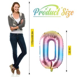 Number 0 Balloons Colorful Balloons 40 Inch Foil Balloons Big Number Balloons Pastel Rainbow Balloons Birthday Letter Balloons Birthday Party Decorations Multicolor Balloons Christmas Decorations