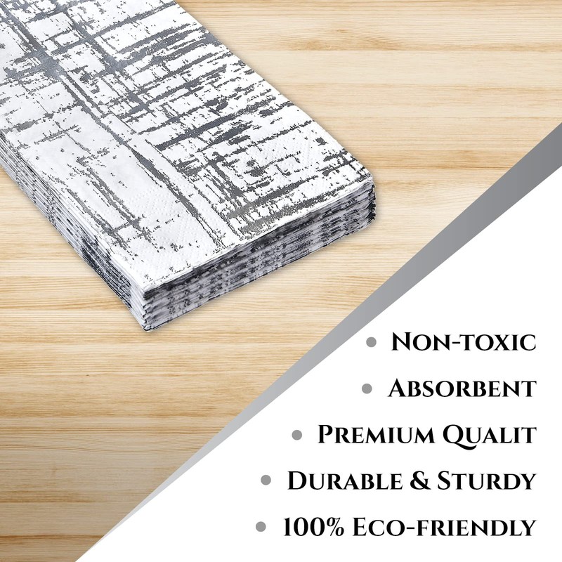 Silver Spoons Elegant Disposable Dinnerware - Arctic Collection, Guest Towels,