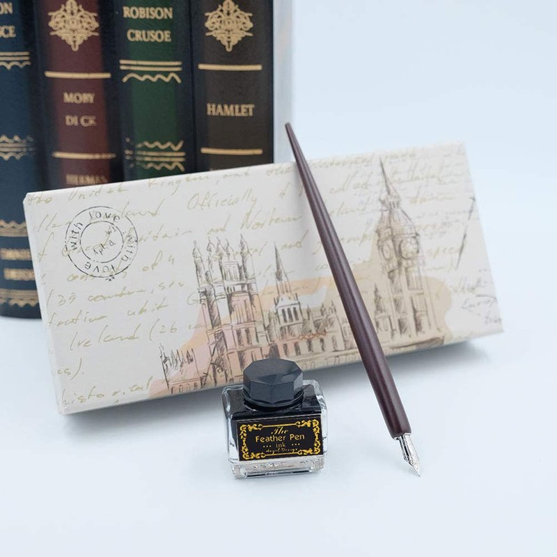 Calligraphy Pen Set Wooden Fountain Pen Writing Case with 11