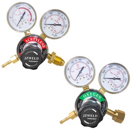 JZWELD Oxygen & Acetylene Regulators, CGA540 and CGA510 Inlet Connection Welding Gas Regulator, Oxygen Acetylene Regulator Set for Welding And Cutting Torch