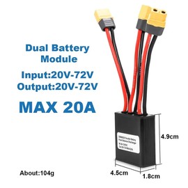 Electric Bike Dual Battery Discharge Converter 20A 24-72VDC Dual Battery Pack Switch Balancer Double Parallel Module with XT60 Plug for 250w 350w Motor