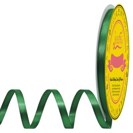 LEEQE Double Face Forest Green Satin Ribbon 1/4 inch X 50 Yards Polyester Forest Green Ribbon for Gift Wrapping Very Suitable for Weddings Party Hair Bow Invitation Decorations and More