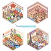 New 4PCS Fun DIY Stickers Scene，Cute 3D Korean Cartoon Scene