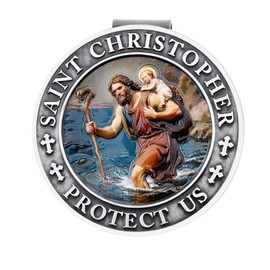 Rawsomes Saint Christopher Medal for Car, Colorful 3D Medal Visor Clip, Saint Christopher Blessing Religious Gift, Car Accessory Blessing for Safe Travel & Protection for Drivers (1Pcs)