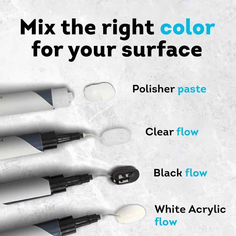 Granite, Marble & Porcelain Repair Kit (Clear, Black & Acrylic)