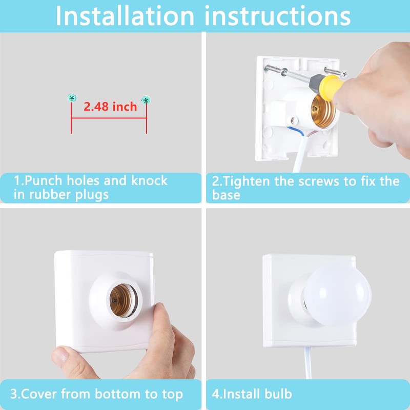 E27 Plug-in Lamp Holder E26 Screw with On/Off SwitchWire Light