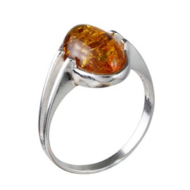 HolidayGiftShops Sterling Silver and Baltic Honey Amber Adult Ring Federica- size 8