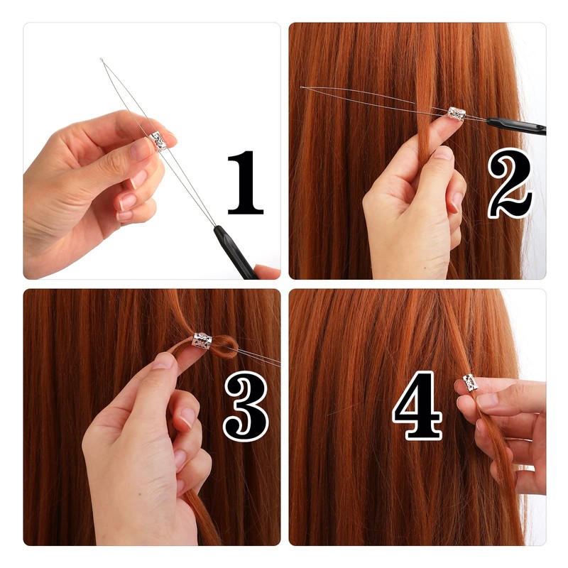 Sibba 10PCS Hair Extensions Loop Needle Threader Bead Device Pulling