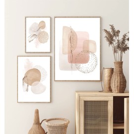 Sarah Duke Abstract Poster Set, Aesthetic Wall Pictures, Beige Canvas Pictures, Without Frame, Wall Poster, Modern Pictures for Living Room, Bedroom (Style A, 30 x 40 cm)