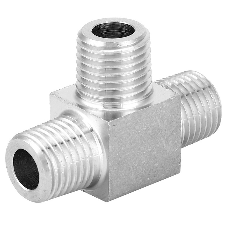 Stainless Steel Pipe Connector 3 Way BSPT Male Thread Hose