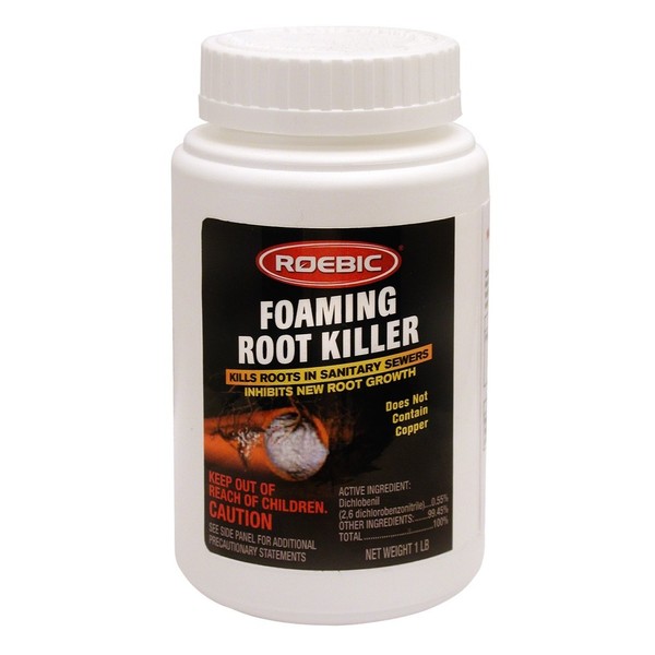 Roebic FRK-1LB Foaming Root Killer, Clears Pipes and Stops New Growth, Safe for All Plumbing, 1 Pound White