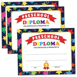 25 Vibrant Colors Stars Certificate of Achievement Awards or Elementary School certificates, Certificates for School Graduation Ceremony, Kindergarten Preschool certificates of Completion.