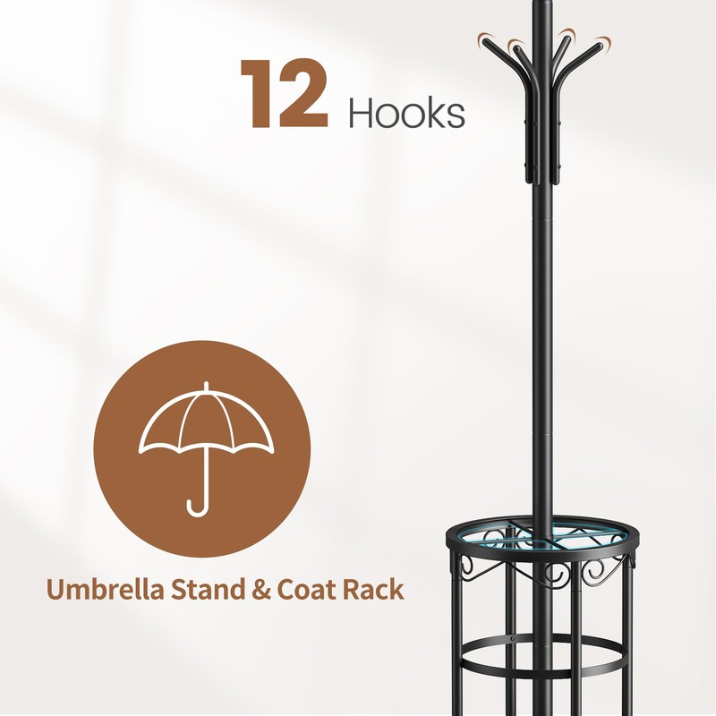 FILWH Coat Rack Freestanding with Umbrella Stand Coat Rack Stand