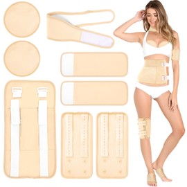 Texpot Castor Oil Pack Wrap, 8Pcs Reusable Castor Oil Pack Kit Organic Cotton Flannel for Stomach Neck Breast Knee Arm and Feet, Adjustable Castor Oil Compress Pads for Entire Body, Anti Oil Leak