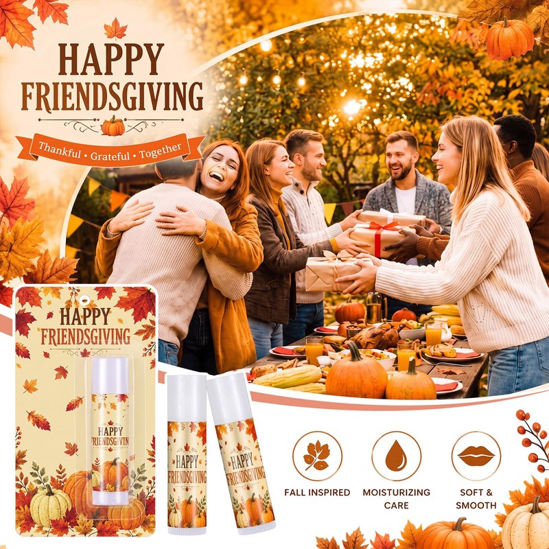 24 Set Friendsgiving Gift Bulk Thanksgiving Lip Balm Bulk