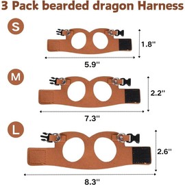 3 Pack Bearded Dragon Harness and Leash Set - Adjustable Soft Leather Lizard Harness Leash Small Animal Traction Rope Training Walking Vest Accessories for Reptile Squirrel Rat (Brown) - Color: Brown