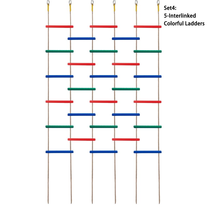 Innovative Rainbow Kids' Wooden Rope Ladder - 3/4/5-Group Connectivity, 14-Inch