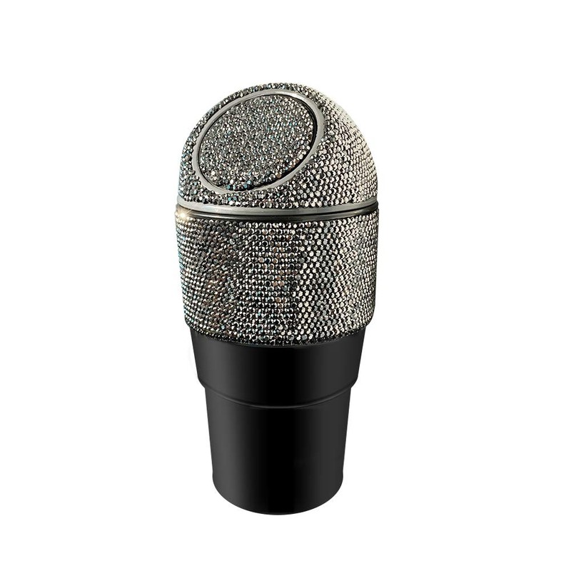 idain Bling Rhinestone Auto Garbage Can Car Trash Can with