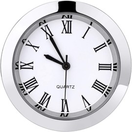 GETUOPT 1-1/2 Inch (37 mm) Round Quartz Clock Insert with Roman Numerals Fit 35 mm Diameter Hole (Silver Bezel)