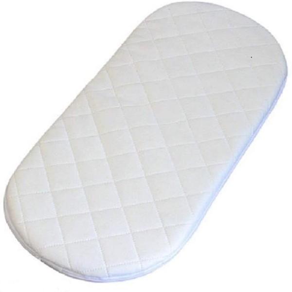 Brit Diamonds Moses Basket Mattress Baby Toddler Pram Oval Shaped Mattresses Waterproof Quilted Cover Breathable Easy to Fit Extra Thick Foam Round Corners Baskets Bassinet Cribs (75x28x4), White