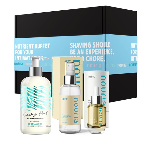 Coochy Plus HydroLock 3-Steps Intimate Shave Kit Gift Set: Coco Allure + NOURIA Pre-Shave Oil & After Shave Protection Mist