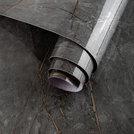 JSEVEM 16"×118" Darker Cyan Gold Pattern Marble Wallpaper Peel and Stick Waterproof Faux Glossy Textured Dark Grey Marble Contact Paper Vinyl Kitchen Granite Wall Stickers for Bedroom Bathroom Walls