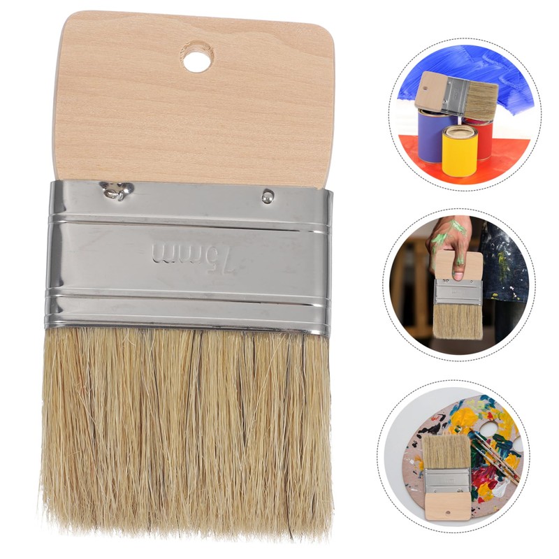 Totority Beach Sand Brush with Handle Natural Boar Bristle Painting