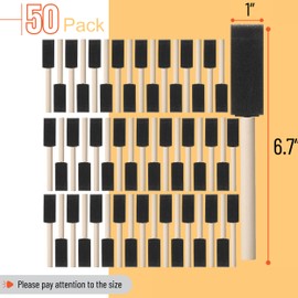 Bates- Foam Paint Brushes, 1 Inch, 50 Pack, Wooden Handle, Sponge Brushes for Painting, Staining, Varnishes, Gluing and DIY Craft Projects on Wood, Metal & More