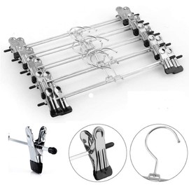 WYCTIN Metal Skirt/Trouser Hangers with 2 Adjustable Clips 12 Pack - 12 Inch