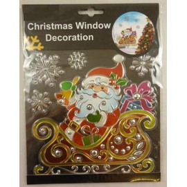 Toyland® Christmas Window Decoration Sticker/Suncatcher - Santa With Snowflakes