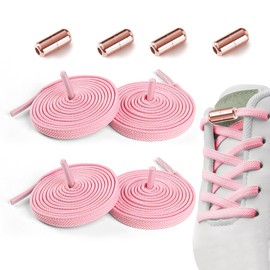Cadimus 2 Pairs of Elastic Shoelaces Without Tying Adjustable Shoelaces with Metal Capsule, Lazy Shoelaces, Universal Shoelaces, No Tie Shoelaces for Adults and Children, pink