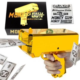 Money Gun Shooter – RUVINCE Gold Money Gun for Movies that Look Real, Prop Gun Make it Rain, Handheld Cash Gun for Game Movies Party