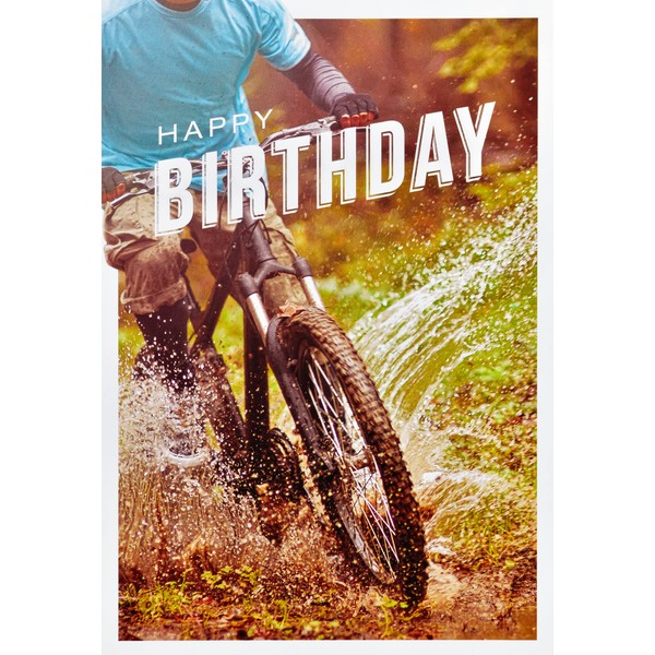 Perleberg High-Quality Basic Classic Birthday Card with Mountain Bike Motif,