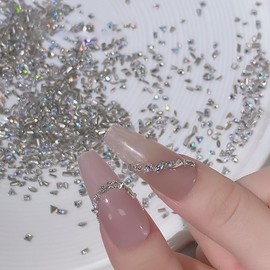 150 Pieces Nail Rhinestones for Nails, Shiny and Transparent Nail Parts, Stones, 3D, Small, Rhinestones, Clear, Sparkling, Nail Stones, Nail Art Parts, Jewelry, Deco Parts, Popular, Nail Design